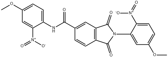 N-{2-nitro-4-methoxyphenyl}-2-{2-nitro-5-methoxyphenyl}-1,3-dioxo-5-isoindolinecarboxamide Struktur