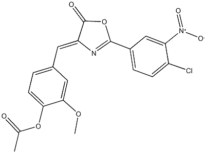 4-[(2-{4-chloro-3-nitrophenyl}-5-oxo-1,3-oxazol-4(5H)-ylidene)methyl]-2-methoxyphenyl acetate Struktur