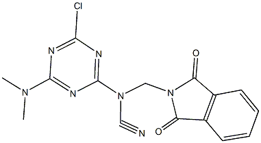 4-chloro-6-(dimethylamino)-1,3,5-triazin-2-yl[(1,3-dioxo-1,3-dihydro-2H-isoindol-2-yl)methyl]cyanamide Struktur