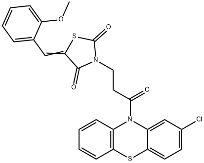 3-[3-(2-chloro-10H-phenothiazin-10-yl)-3-oxopropyl]-5-(2-methoxybenzylidene)-1,3-thiazolidine-2,4-dione Struktur