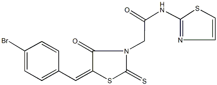 2-[5-(4-bromobenzylidene)-4-oxo-2-thioxo-1,3-thiazolidin-3-yl]-N-(1,3-thiazol-2-yl)acetamide Struktur