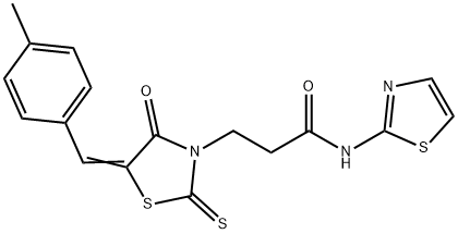 3-[5-(4-methylbenzylidene)-4-oxo-2-thioxo-1,3-thiazolidin-3-yl]-N-(1,3-thiazol-2-yl)propanamide Struktur