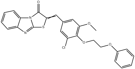 2-[3-chloro-5-methoxy-4-(2-phenoxyethoxy)benzylidene][1,3]thiazolo[3,2-a]benzimidazol-3(2H)-one Struktur