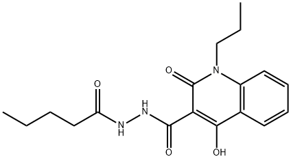 4-hydroxy-2-oxo-N'-pentanoyl-1-propyl-1,2-dihydroquinoline-3-carbohydrazide Struktur