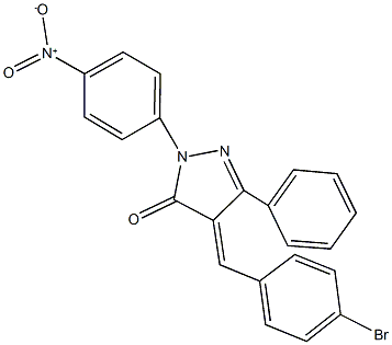 4-(4-bromobenzylidene)-2-{4-nitrophenyl}-5-phenyl-2,4-dihydro-3H-pyrazol-3-one Struktur