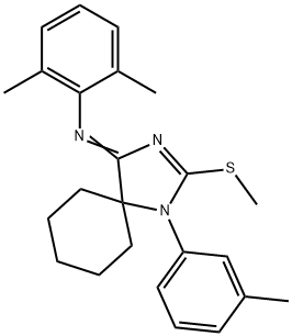 N-(2,6-dimethylphenyl)-N-[1-(3-methylphenyl)-2-(methylsulfanyl)-1,3-diazaspiro[4.5]dec-2-en-4-ylidene]amine Struktur