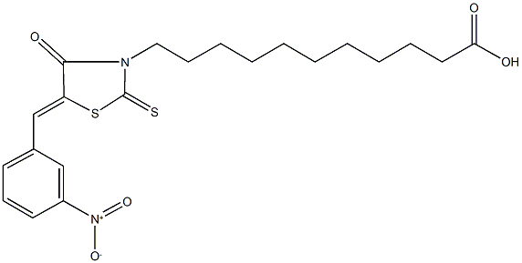 11-(5-{3-nitrobenzylidene}-4-oxo-2-thioxo-1,3-thiazolidin-3-yl)undecanoic acid Struktur