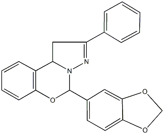 5-(1,3-benzodioxol-5-yl)-2-phenyl-1,10b-dihydropyrazolo[1,5-c][1,3]benzoxazine Struktur