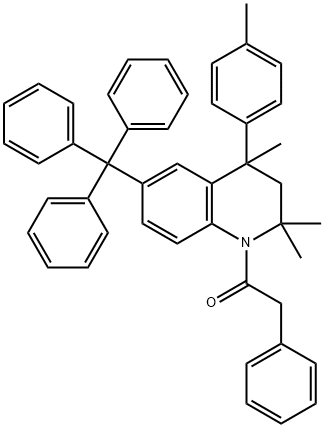 2,2,4-trimethyl-4-(4-methylphenyl)-1-(phenylacetyl)-6-trityl-1,2,3,4-tetrahydroquinoline Struktur