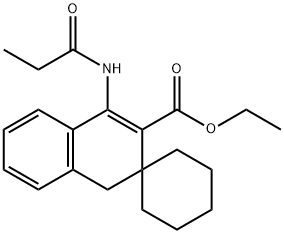 ethyl 1'-(propionylamino)-3',4'-dihydrospiro(cyclohexane-1,3'-naphthalene)-2'-carboxylate Struktur