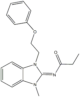 N-[1-methyl-3-(2-phenoxyethyl)-1,3-dihydro-2H-benzimidazol-2-ylidene]propanamide Struktur