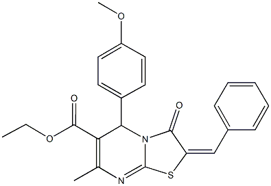 ethyl 2-benzylidene-5-(4-methoxyphenyl)-7-methyl-3-oxo-2,3-dihydro-5H-[1,3]thiazolo[3,2-a]pyrimidine-6-carboxylate Struktur