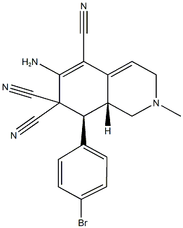 6-amino-8-(4-bromophenyl)-2-methyl-2,3,8,8a-tetrahydro-5,7,7(1H)-isoquinolinetricarbonitrile Struktur