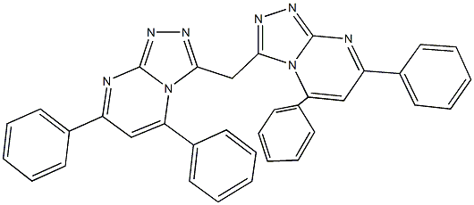 3-[(5,7-diphenyl[1,2,4]triazolo[4,3-a]pyrimidin-3-yl)methyl]-5,7-diphenyl[1,2,4]triazolo[4,3-a]pyrimidine Struktur