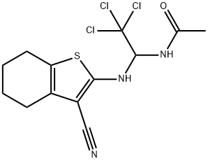 N-{2,2,2-trichloro-1-[(3-cyano-4,5,6,7-tetrahydro-1-benzothien-2-yl)amino]ethyl}acetamide Struktur