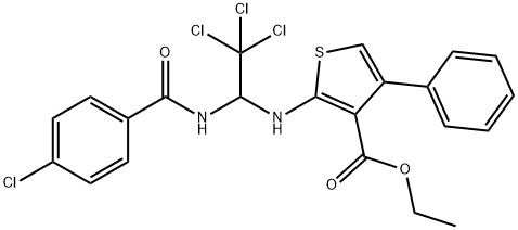 ethyl 4-phenyl-2-({2,2,2-trichloro-1-[(4-chlorobenzoyl)amino]ethyl}amino)-3-thiophenecarboxylate Struktur