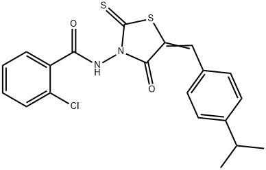 2-chloro-N-[5-(4-isopropylbenzylidene)-4-oxo-2-thioxo-1,3-thiazolidin-3-yl]benzamide Struktur