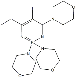 4-ethyl-5-methyl-2,2,6-tri(4-morpholinyl)-1,3,2lambda~5~-diazaphosphinine Struktur