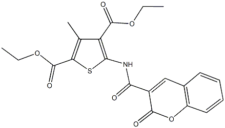 diethyl 3-methyl-5-{[(2-oxo-2H-chromen-3-yl)carbonyl]amino}-2,4-thiophenedicarboxylate Struktur