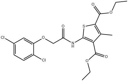 diethyl 5-{[(2,5-dichlorophenoxy)acetyl]amino}-3-methylthiophene-2,4-dicarboxylate Struktur