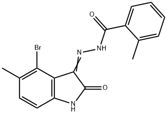 N'-(4-bromo-5-methyl-2-oxo-1,2-dihydro-3H-indol-3-ylidene)-2-methylbenzohydrazide Struktur