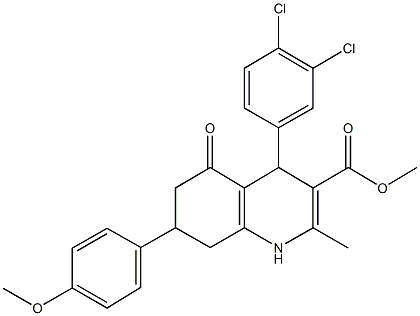 methyl 4-(3,4-dichlorophenyl)-7-(4-methoxyphenyl)-2-methyl-5-oxo-1,4,5,6,7,8-hexahydro-3-quinolinecarboxylate Struktur