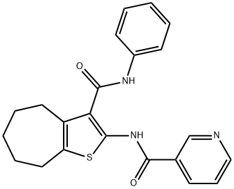 N-[3-(anilinocarbonyl)-5,6,7,8-tetrahydro-4H-cyclohepta[b]thien-2-yl]nicotinamide Struktur