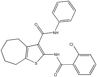 2-[(2-chlorobenzoyl)amino]-N-phenyl-5,6,7,8-tetrahydro-4H-cyclohepta[b]thiophene-3-carboxamide Struktur