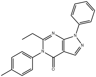 6-ethyl-5-(4-methylphenyl)-1-phenyl-1,5-dihydro-4H-pyrazolo[3,4-d]pyrimidin-4-one Struktur