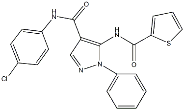 N-(4-chlorophenyl)-1-phenyl-5-[(2-thienylcarbonyl)amino]-1H-pyrazole-4-carboxamide Struktur