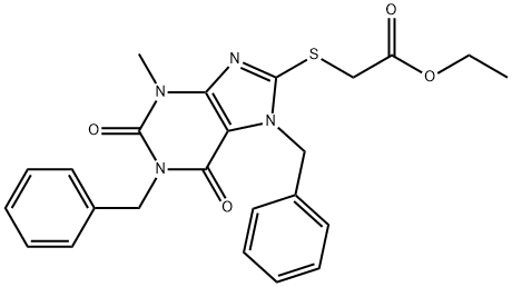 ethyl [(1,7-dibenzyl-3-methyl-2,6-dioxo-2,3,6,7-tetrahydro-1H-purin-8-yl)sulfanyl]acetate Struktur