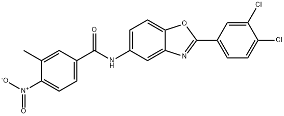 N-[2-(3,4-dichlorophenyl)-1,3-benzoxazol-5-yl]-4-nitro-3-methylbenzamide Struktur