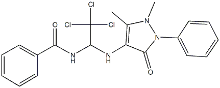 N-{2,2,2-trichloro-1-[(1,5-dimethyl-3-oxo-2-phenyl-2,3-dihydro-1H-pyrazol-4-yl)amino]ethyl}benzamide Struktur