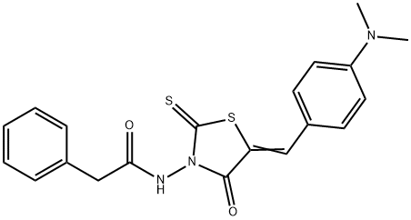 N-{5-[4-(dimethylamino)benzylidene]-4-oxo-2-thioxo-1,3-thiazolidin-3-yl}-2-phenylacetamide Struktur