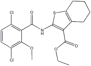 ethyl 2-[(3,6-dichloro-2-methoxybenzoyl)amino]-4,5,6,7-tetrahydro-1-benzothiophene-3-carboxylate Struktur