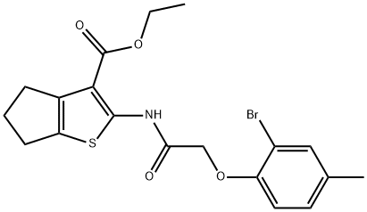 ethyl 2-{[(2-bromo-4-methylphenoxy)acetyl]amino}-5,6-dihydro-4H-cyclopenta[b]thiophene-3-carboxylate Struktur