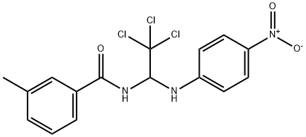 3-methyl-N-(2,2,2-trichloro-1-{4-nitroanilino}ethyl)benzamide Struktur