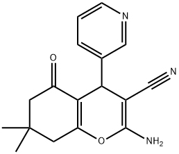 2-amino-7,7-dimethyl-5-oxo-4-(3-pyridinyl)-5,6,7,8-tetrahydro-4H-chromene-3-carbonitrile Struktur