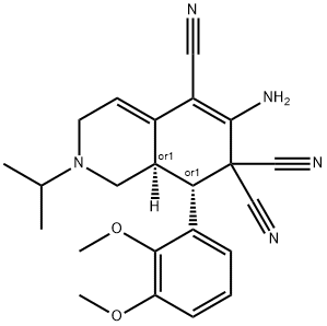 6-amino-8-(2,3-dimethoxyphenyl)-2-isopropyl-2,3,8,8a-tetrahydro-5,7,7(1H)-isoquinolinetricarbonitrile Struktur