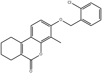 3-[(2-chlorobenzyl)oxy]-4-methyl-7,8,9,10-tetrahydro-6H-benzo[c]chromen-6-one Struktur