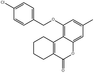 1-[(4-chlorobenzyl)oxy]-3-methyl-7,8,9,10-tetrahydro-6H-benzo[c]chromen-6-one Struktur