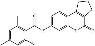 4-oxo-1,2,3,4-tetrahydrocyclopenta[c]chromen-7-yl 2,4,6-trimethylbenzoate Struktur