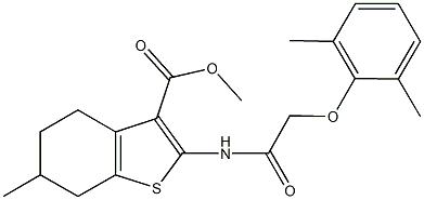 methyl 2-{[(2,6-dimethylphenoxy)acetyl]amino}-6-methyl-4,5,6,7-tetrahydro-1-benzothiophene-3-carboxylate Struktur