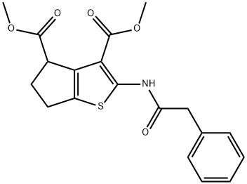 dimethyl 2-[(phenylacetyl)amino]-5,6-dihydro-4H-cyclopenta[b]thiophene-3,4-dicarboxylate Struktur