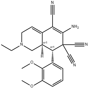 6-amino-8-(2,3-dimethoxyphenyl)-2-ethyl-2,3,8,8a-tetrahydro-5,7,7(1H)-isoquinolinetricarbonitrile Struktur