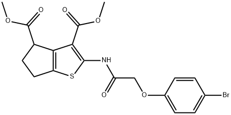 dimethyl 2-{[(4-bromophenoxy)acetyl]amino}-5,6-dihydro-4H-cyclopenta[b]thiophene-3,4-dicarboxylate Struktur