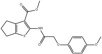 methyl 2-{[(4-methoxyphenoxy)acetyl]amino}-5,6-dihydro-4H-cyclopenta[b]thiophene-3-carboxylate Struktur