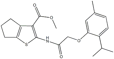 methyl 2-{[(2-isopropyl-5-methylphenoxy)acetyl]amino}-5,6-dihydro-4H-cyclopenta[b]thiophene-3-carboxylate Struktur