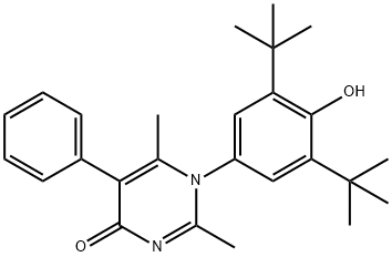 1-(3,5-ditert-butyl-4-hydroxyphenyl)-2,6-dimethyl-5-phenyl-4(1H)-pyrimidinone Struktur