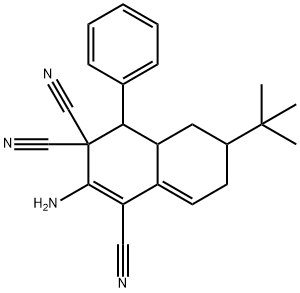 2-amino-6-tert-butyl-4-phenyl-4a,5,6,7-tetrahydro-1,3,3(4H)-naphthalenetricarbonitrile Struktur